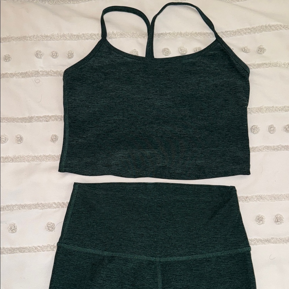 Dark Green  beyond yoga Crop top and leggings Set